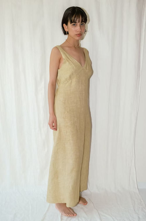 Linen Dress - Olive