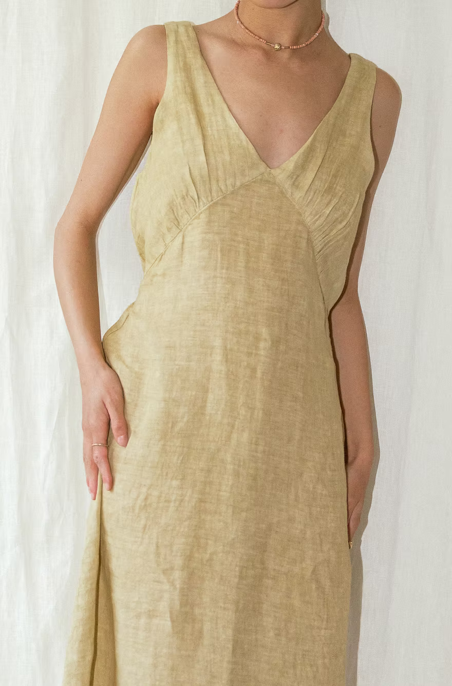 Linen Dress - Olive