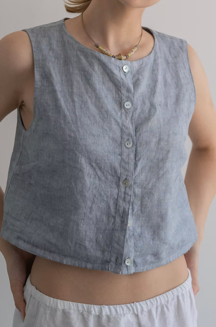 Sleeveless Blouse - Indigo Grey