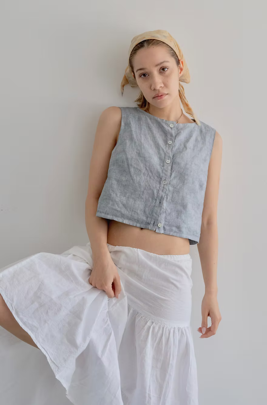 Sleeveless Blouse - Indigo Grey