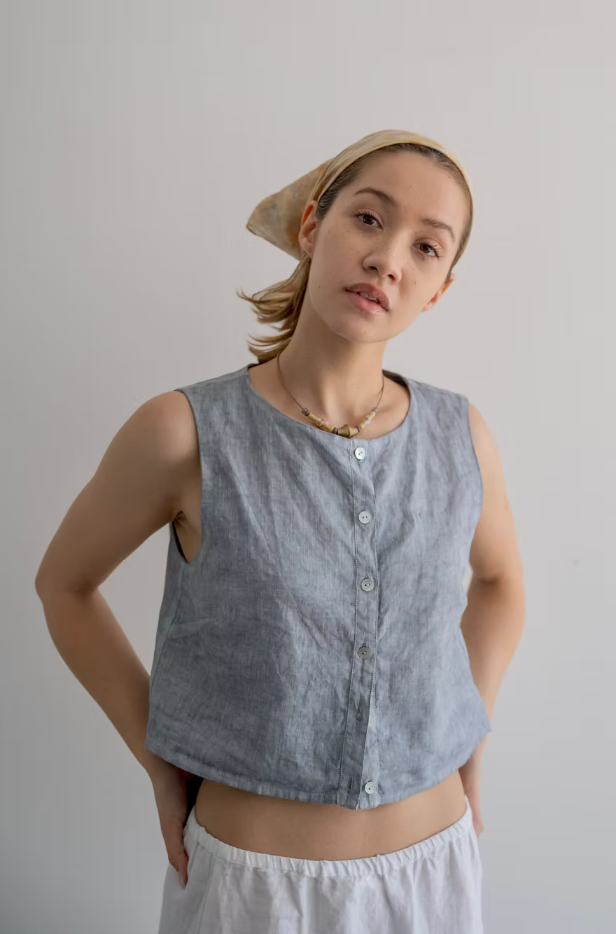 Sleeveless Blouse - Indigo Grey