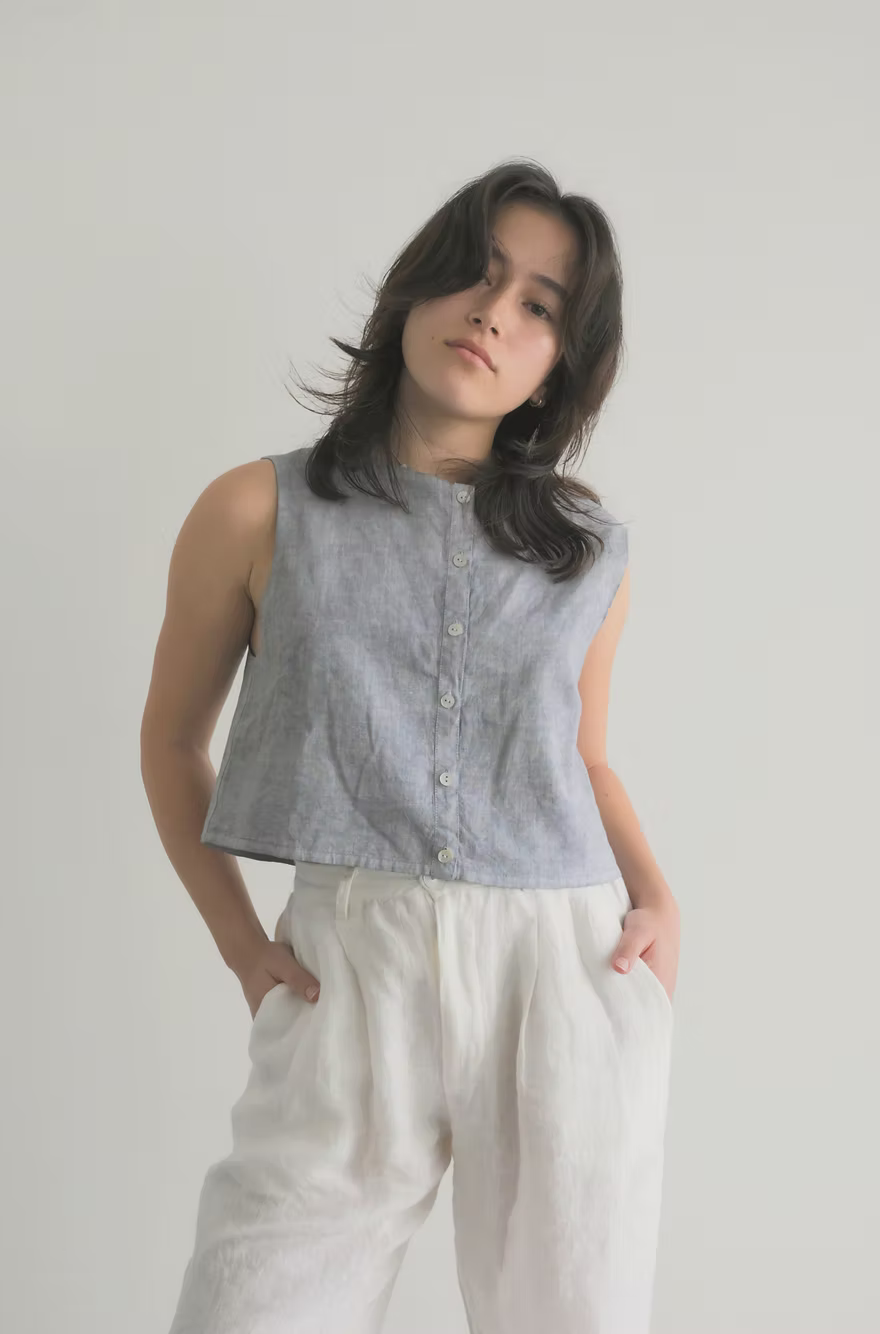 Sleeveless Blouse - Indigo Grey