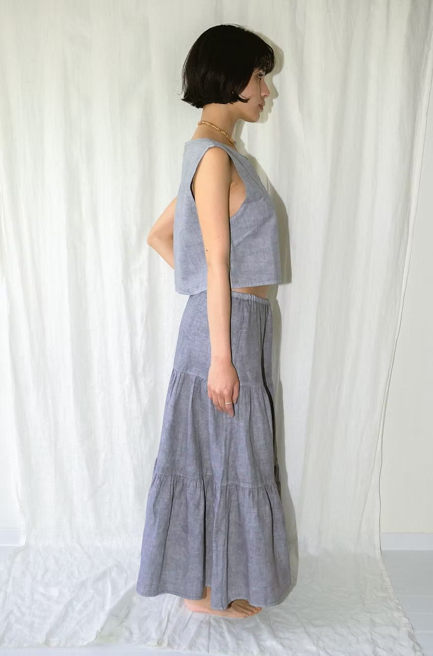 Tiered Skirt - Indigo Grey