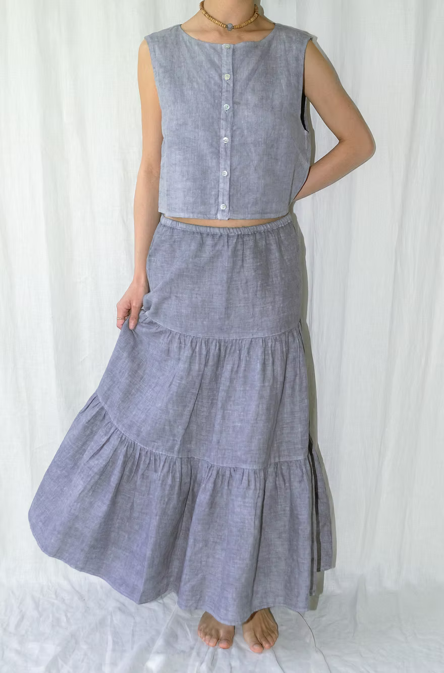 Tiered Skirt - Indigo Grey
