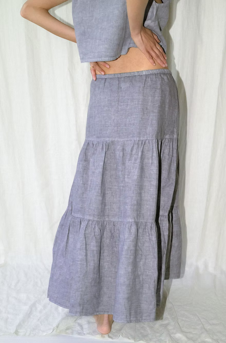 Tiered Skirt - Indigo Grey
