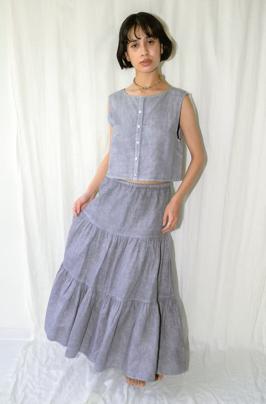 Tiered Skirt - Indigo Grey