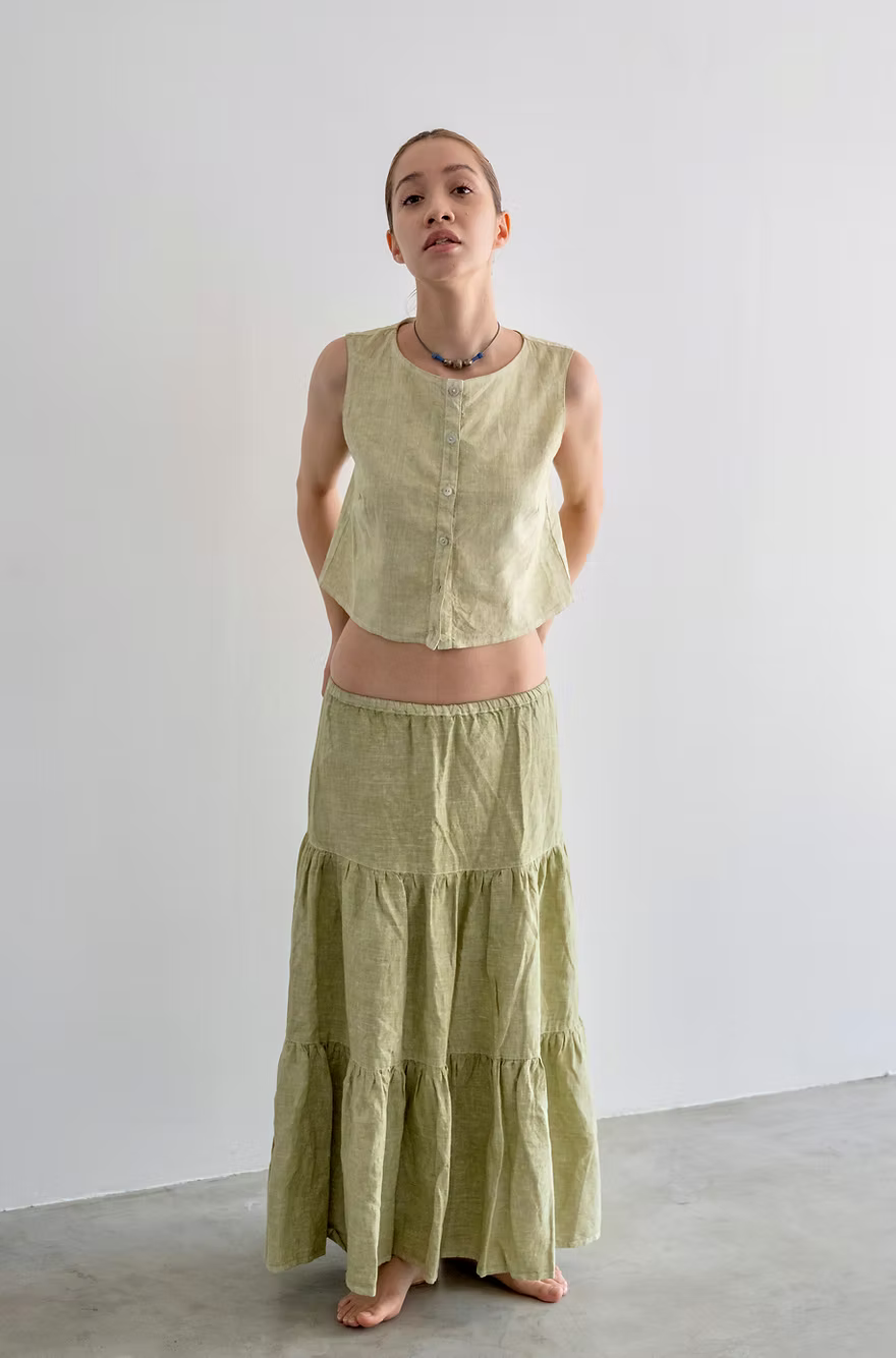 Tiered Skirt - Light Olive