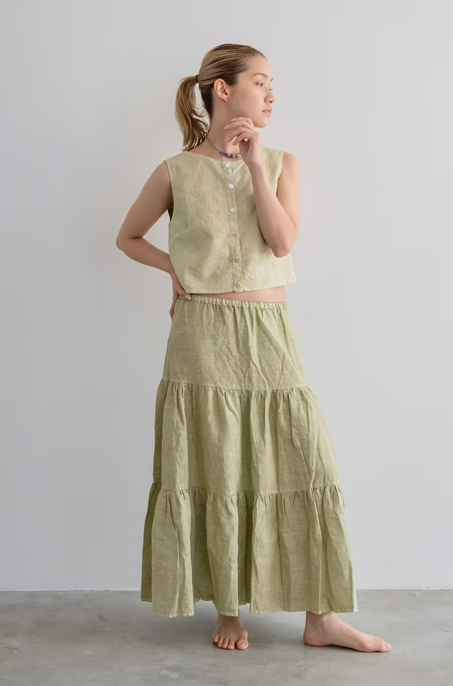 Tiered Skirt - Light Olive