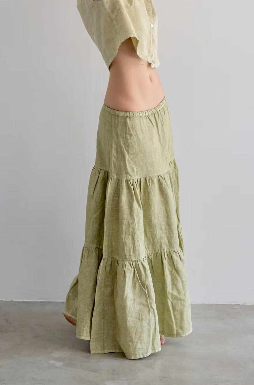 Tiered Skirt - Light Olive