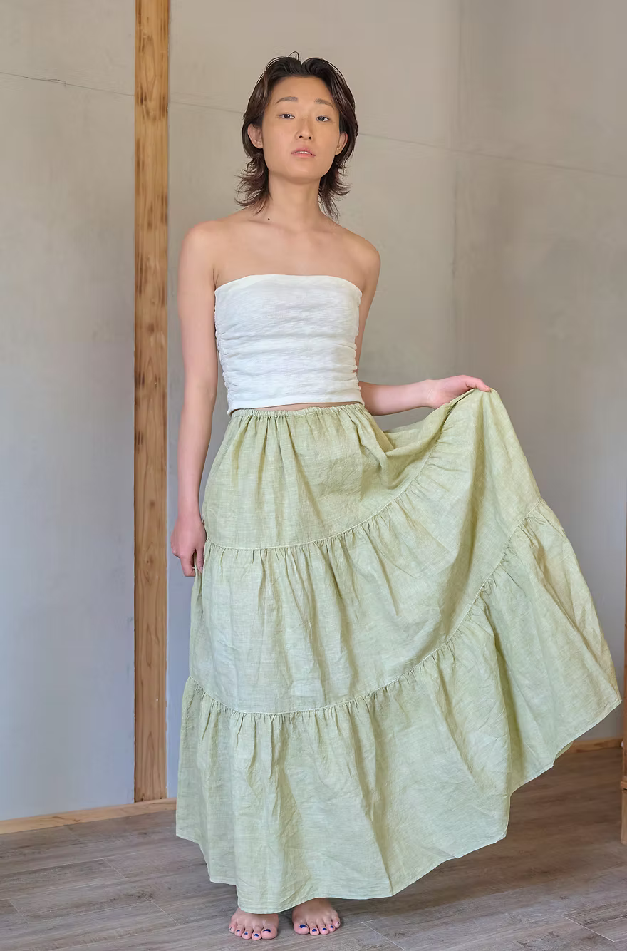 Tiered Skirt - Light Olive