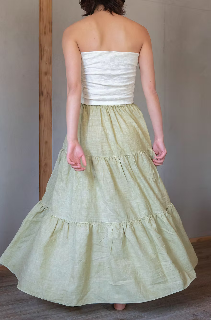 Tiered Skirt - Light Olive